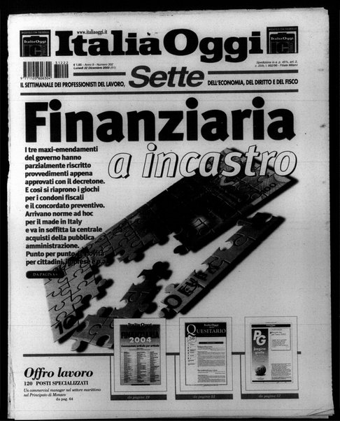 Italia oggi : quotidiano di economia finanza e politica